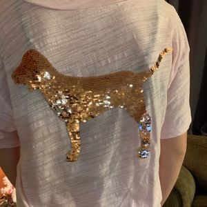 VS PINK Pale rose pink and flip gold sequin dog💕